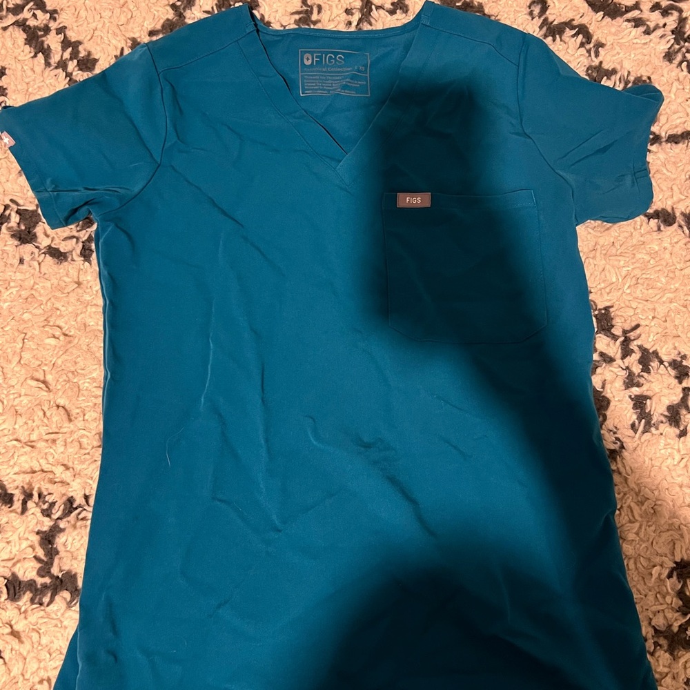 Figs Teal V-Neck Scrub Top